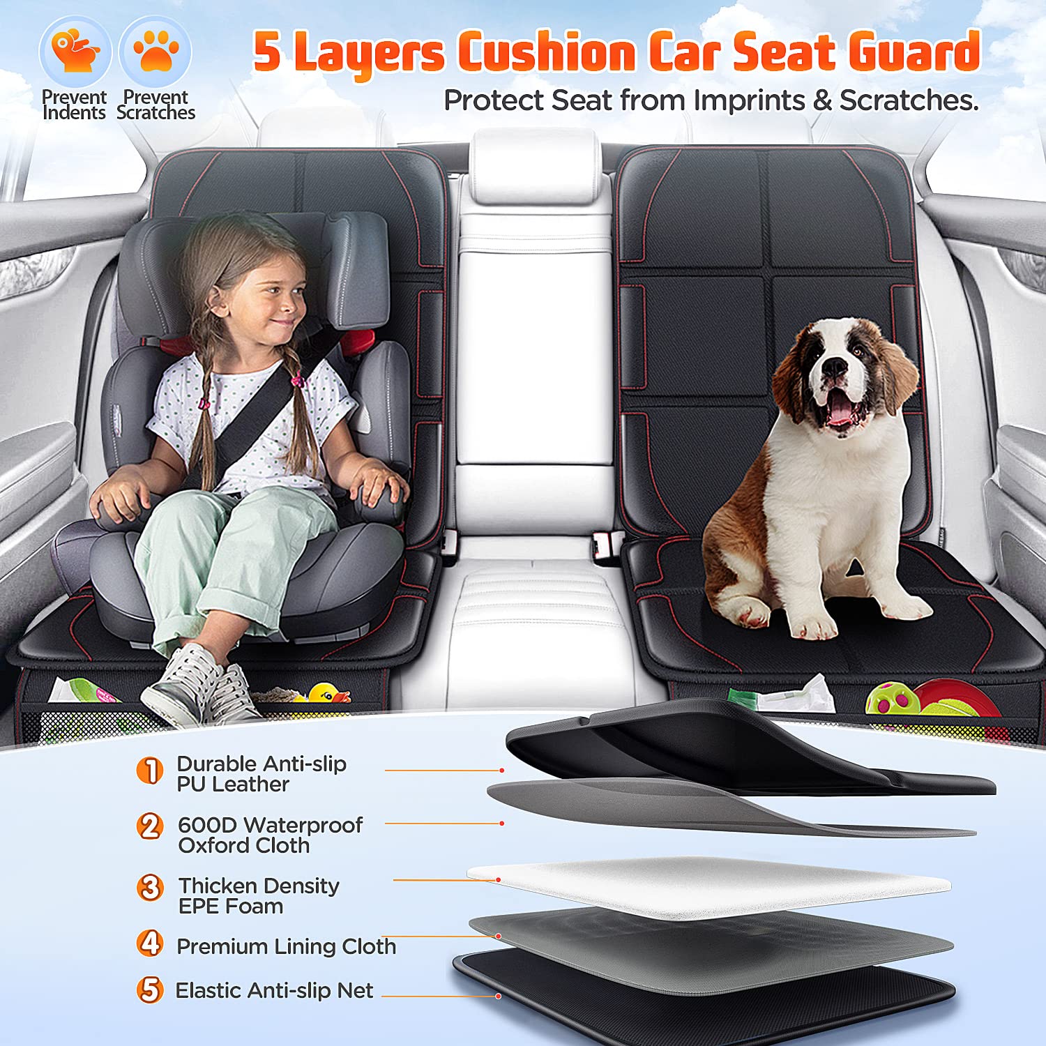 Gimars car seat protector anti-slip mesh design improves grip on seats
