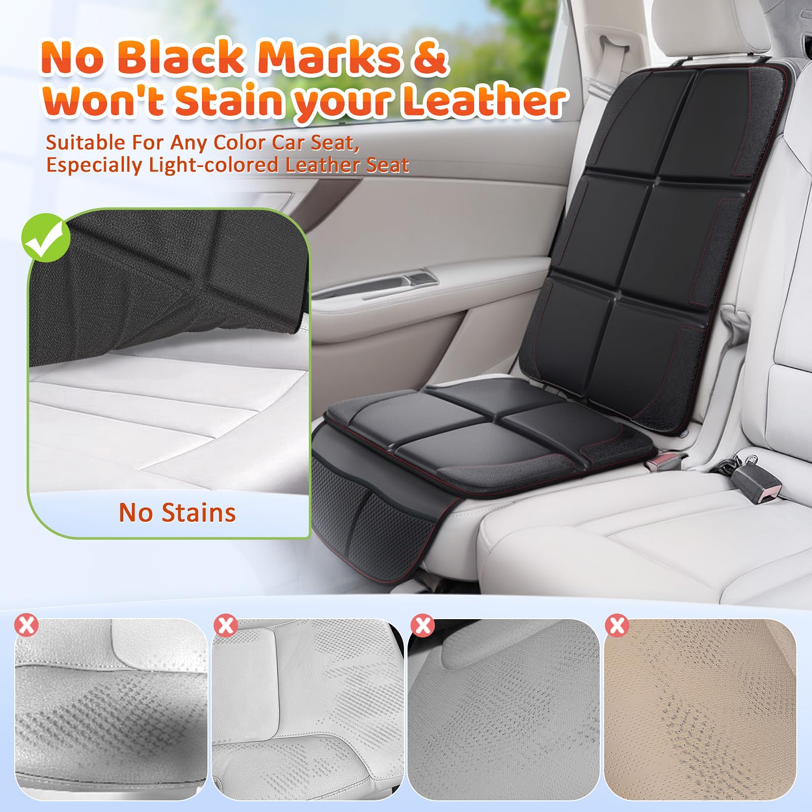 Gimars car seat protector with storage pockets keeps toys and wipes organized