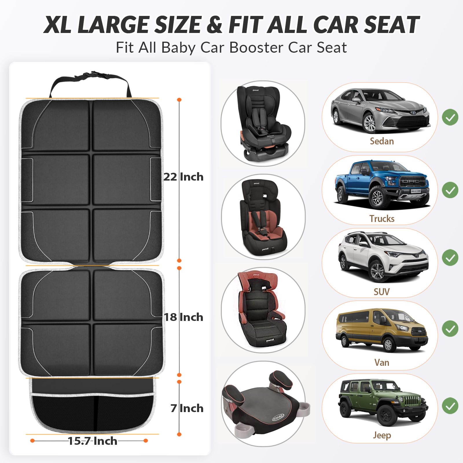 Gimars XL isoFix-compatible car seat protector installs securely for dependable fitting.