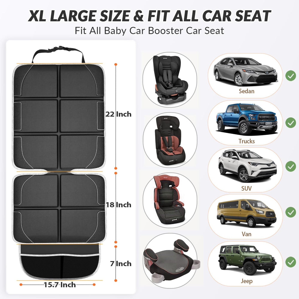 Gimars XL isoFix-compatible car seat protector installs securely for dependable fitting.