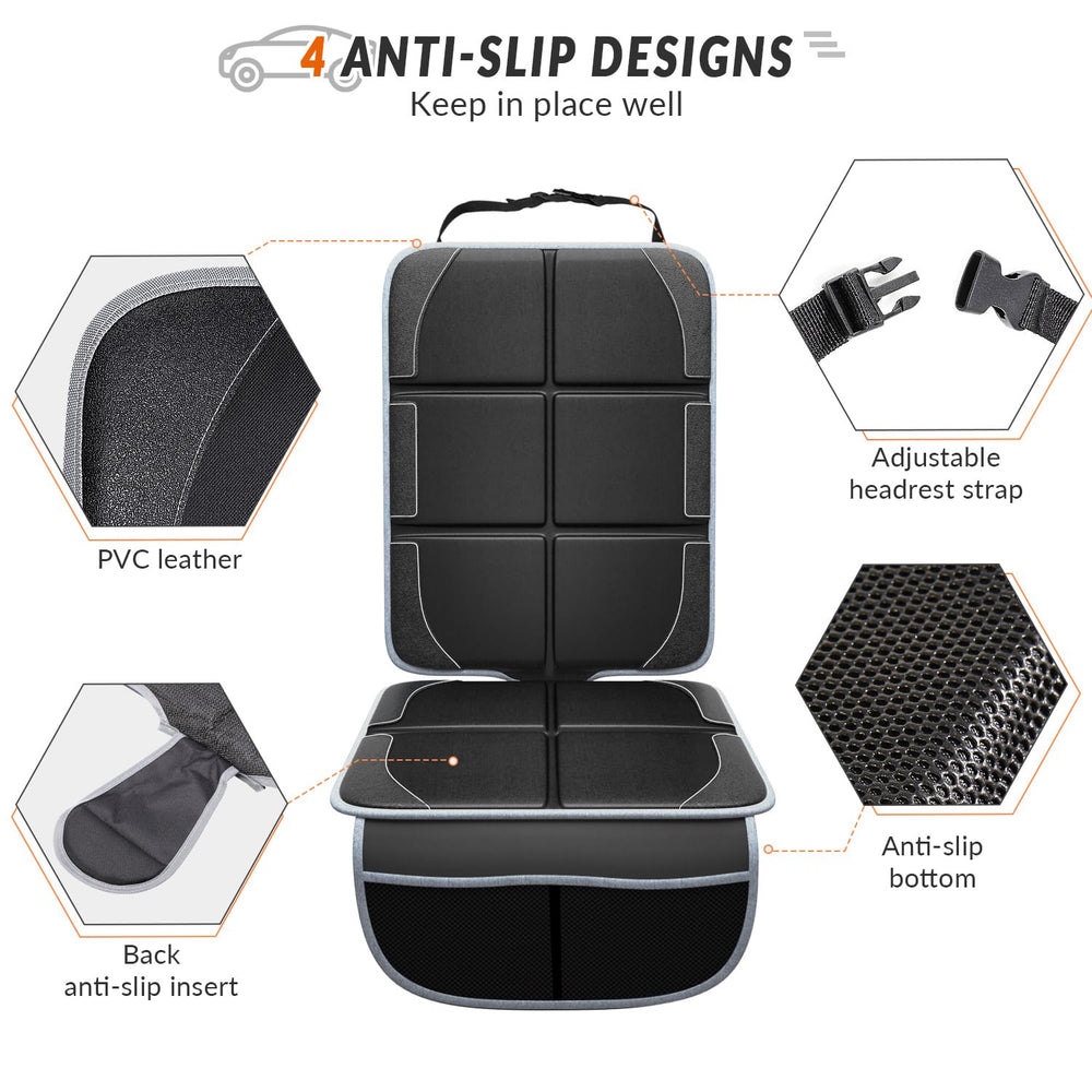 Gimars XL non-slip mesh bottom prevents sliding on leather seats.