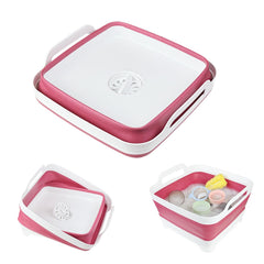 GIMWA collapsible wash basin fully expanded for efficient baby bottle washing.