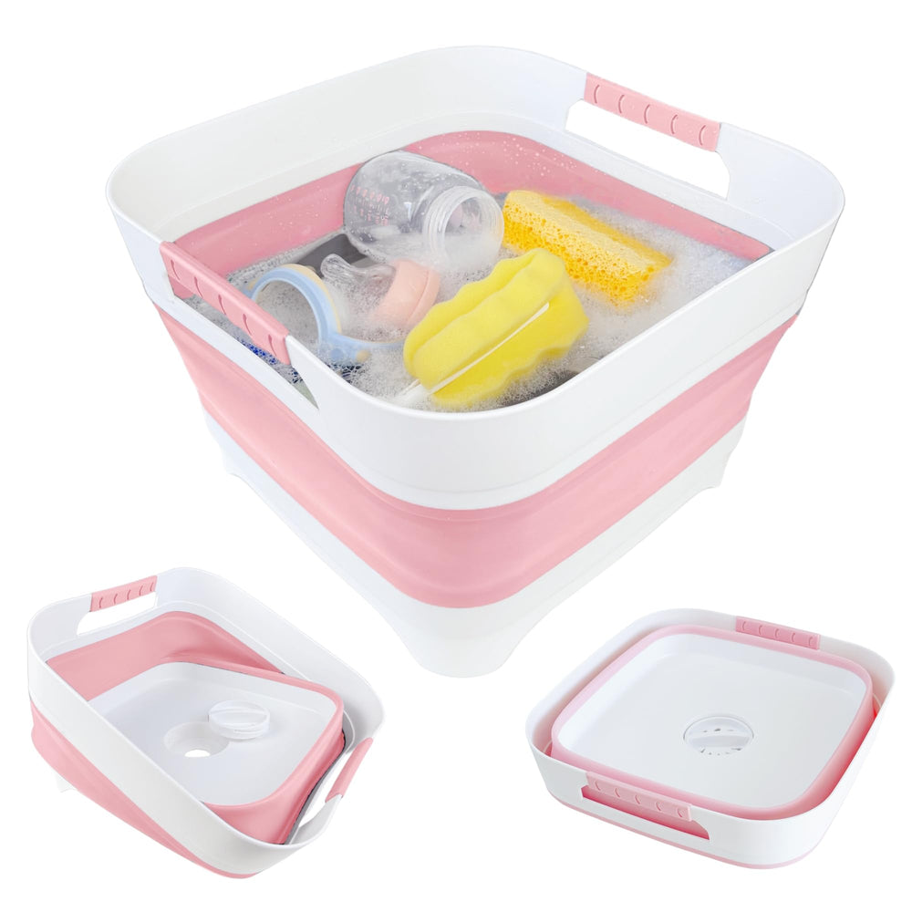 GIMWA wash basin for baby bottles in pink with rubber handles for stable soaking.