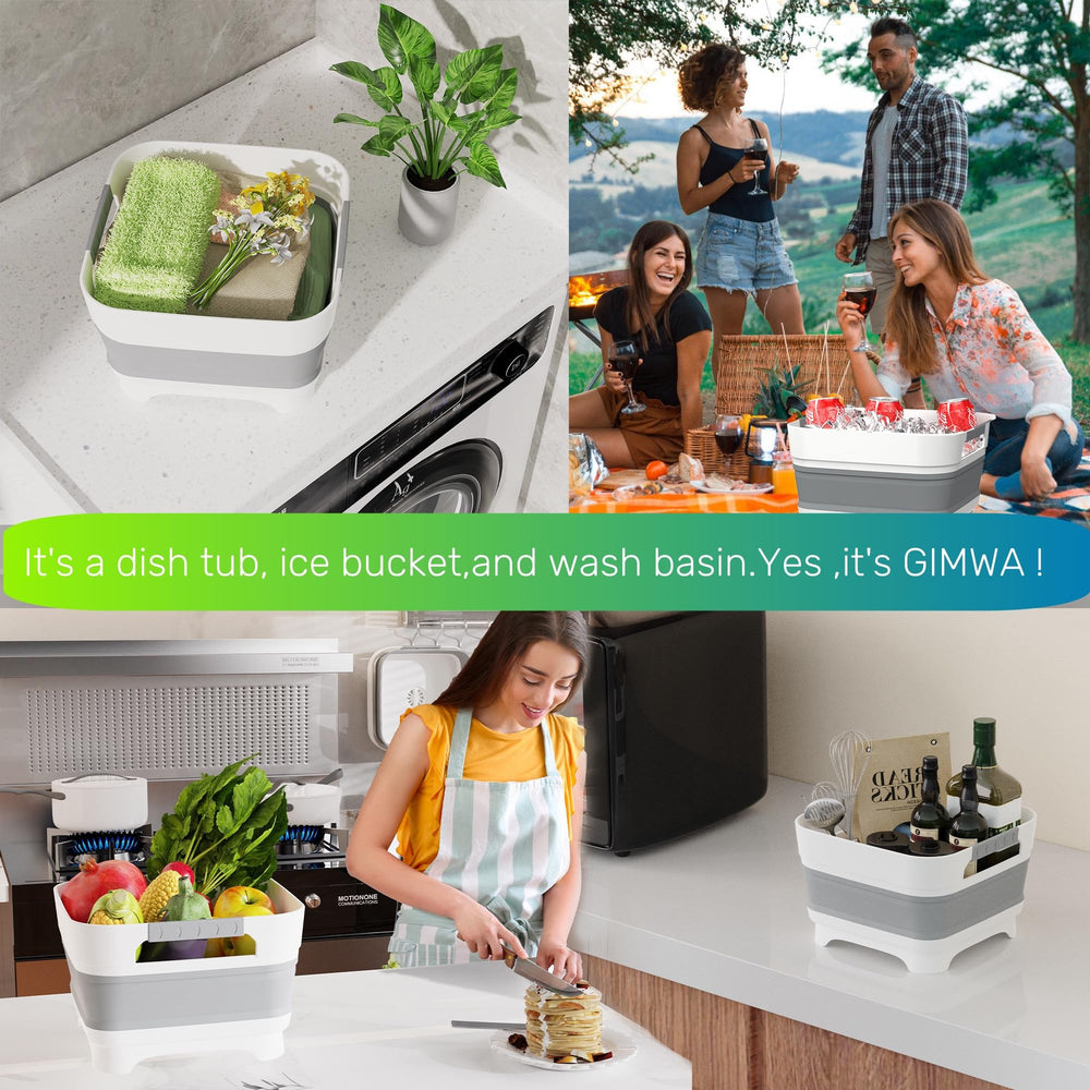 GIMWA wash basin demonstrates space-saving storage when folded after camping.