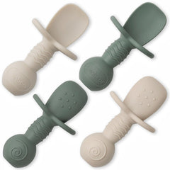 Ginbear Platinum Silicone Baby Spoons with ergonomic handle for growing self-feeding skills.