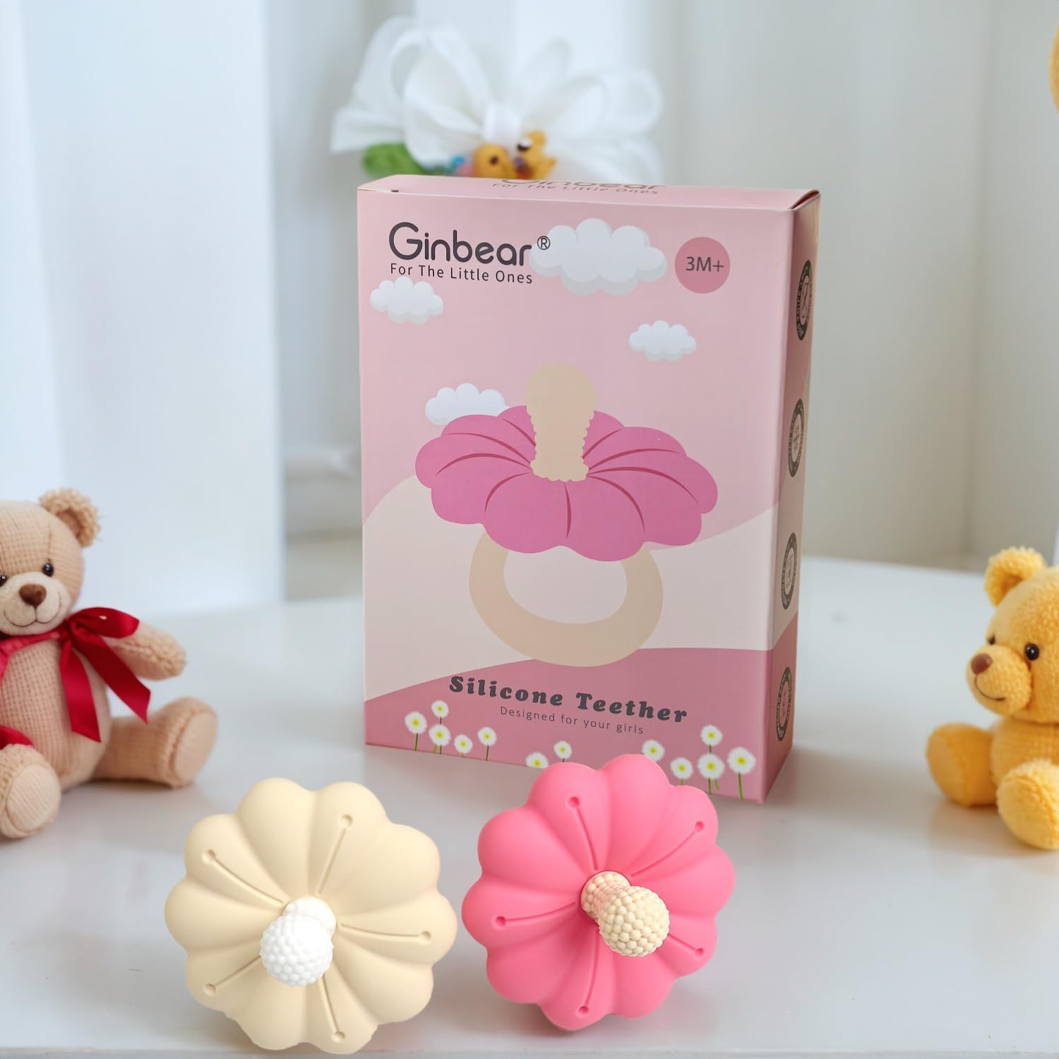 Ginbear silicone baby teether-3-months-plus supports early oral exploration