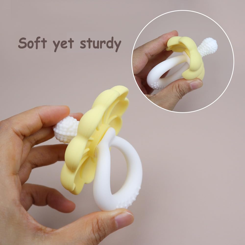 Ginbear silicone baby teether-set-of-2 provides versatile rotation