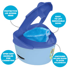 Ginsey Bluey built-in splash guard reduces splashes during training.