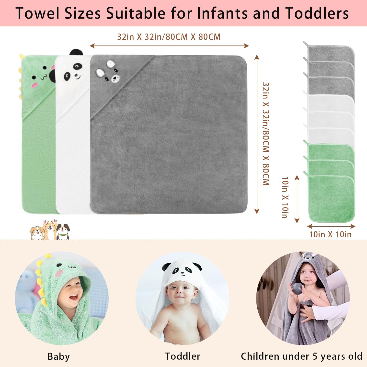 GINUMWA hooded towel with bear design keeps little one cozy after bath.