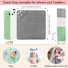 GINUMWA hooded towel with bear design keeps little one cozy after bath.