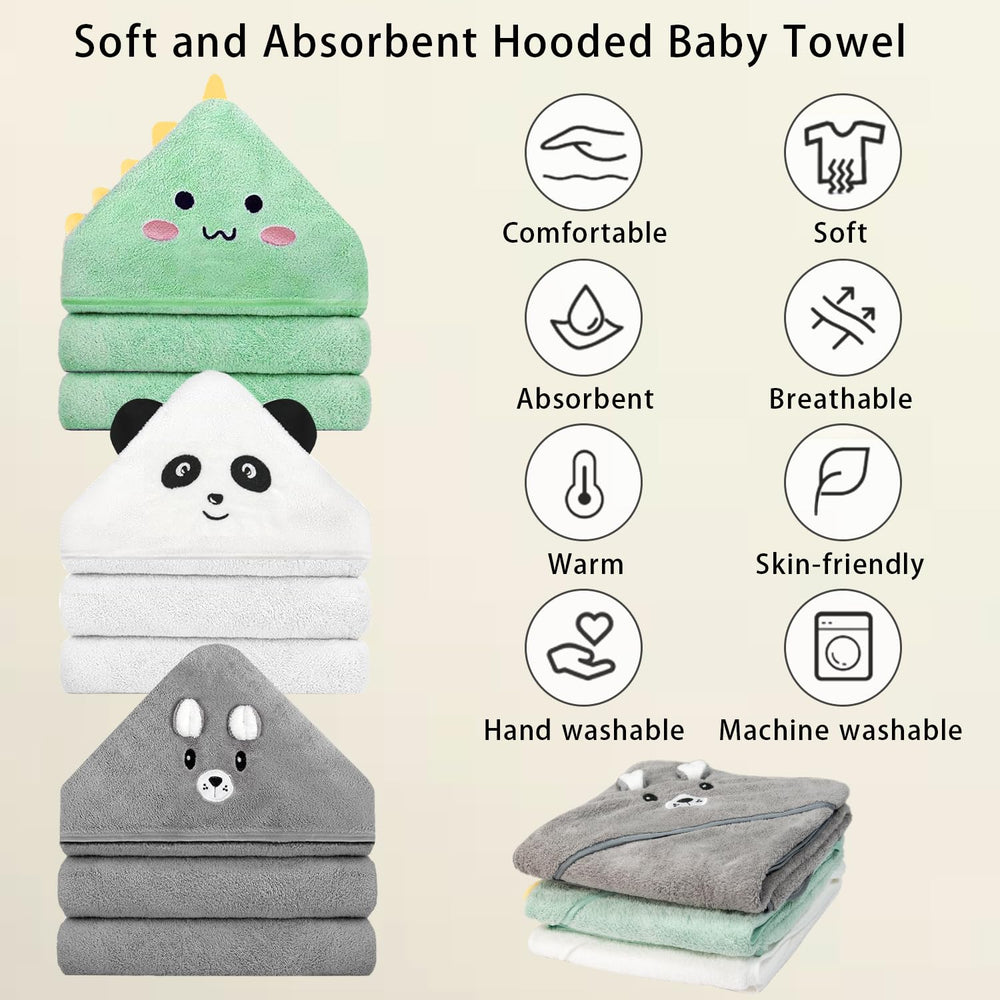 GINUMWA hooded towel with panda design comforts baby during bath time.