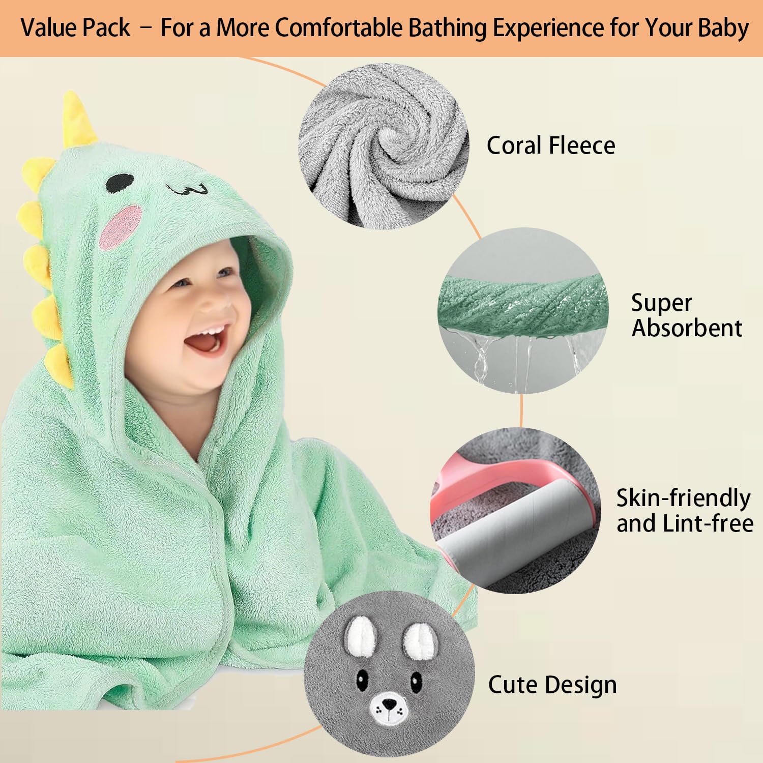GINUMWA coral fleece washcloth highlights soft, absorbent cleansing for sensitive skin.
