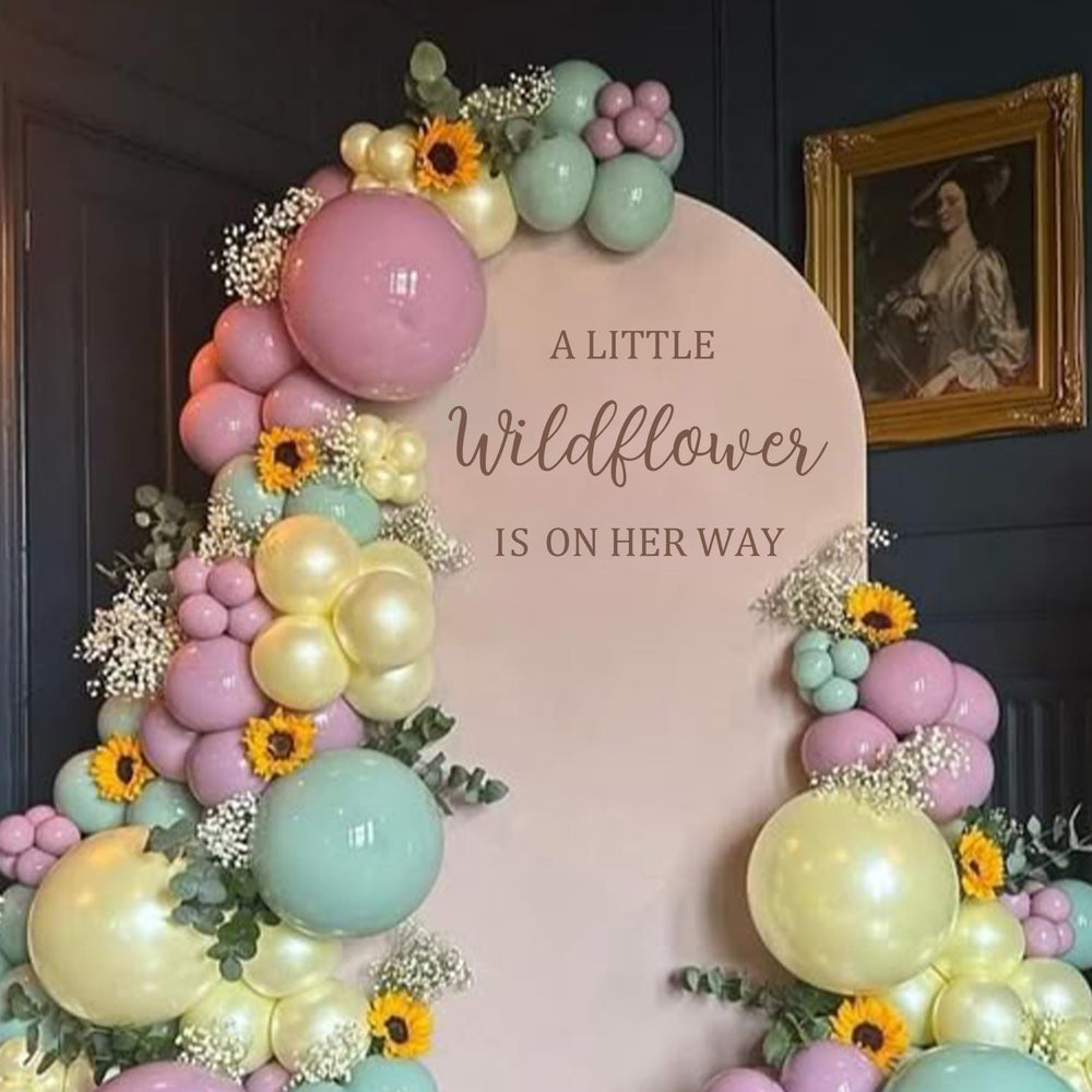 GIOGUK A Little Wildflower decal enhances baby shower theme and decor.