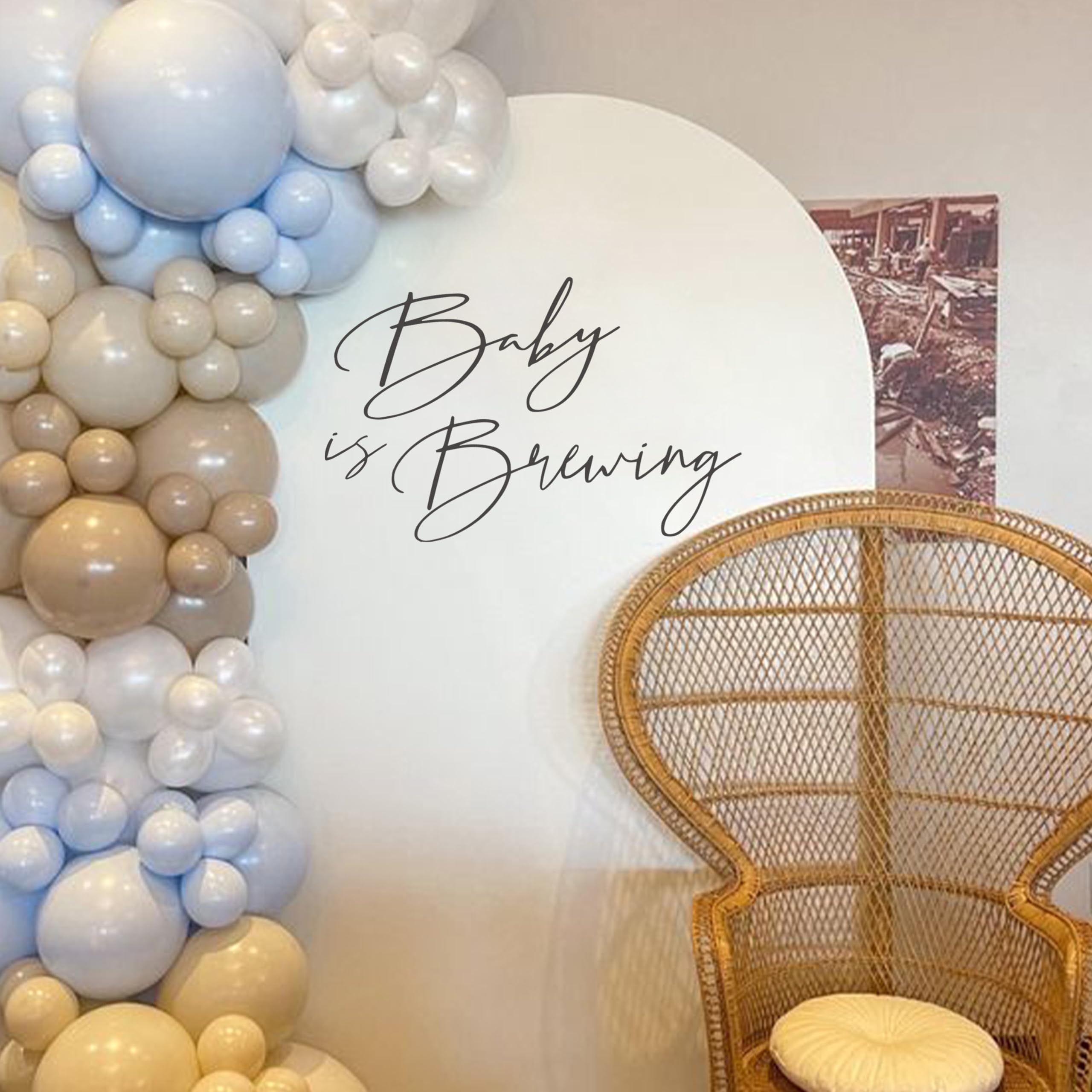 GIOGUK brewing baby shower stickers decorate walls for gender reveal celebrations.
