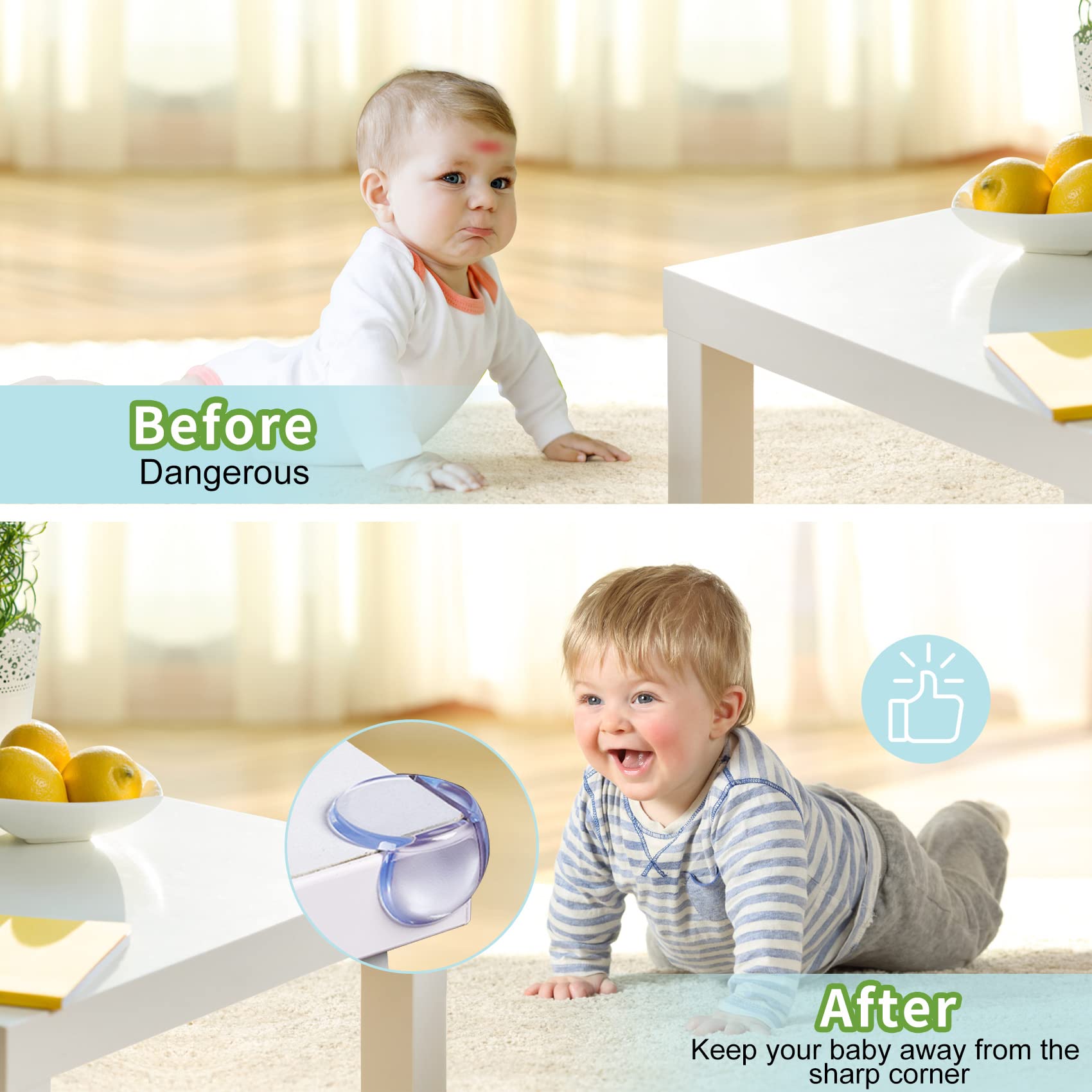 Gioriches corner protector transparent design preserves furniture appearance while shielding sharp edges.