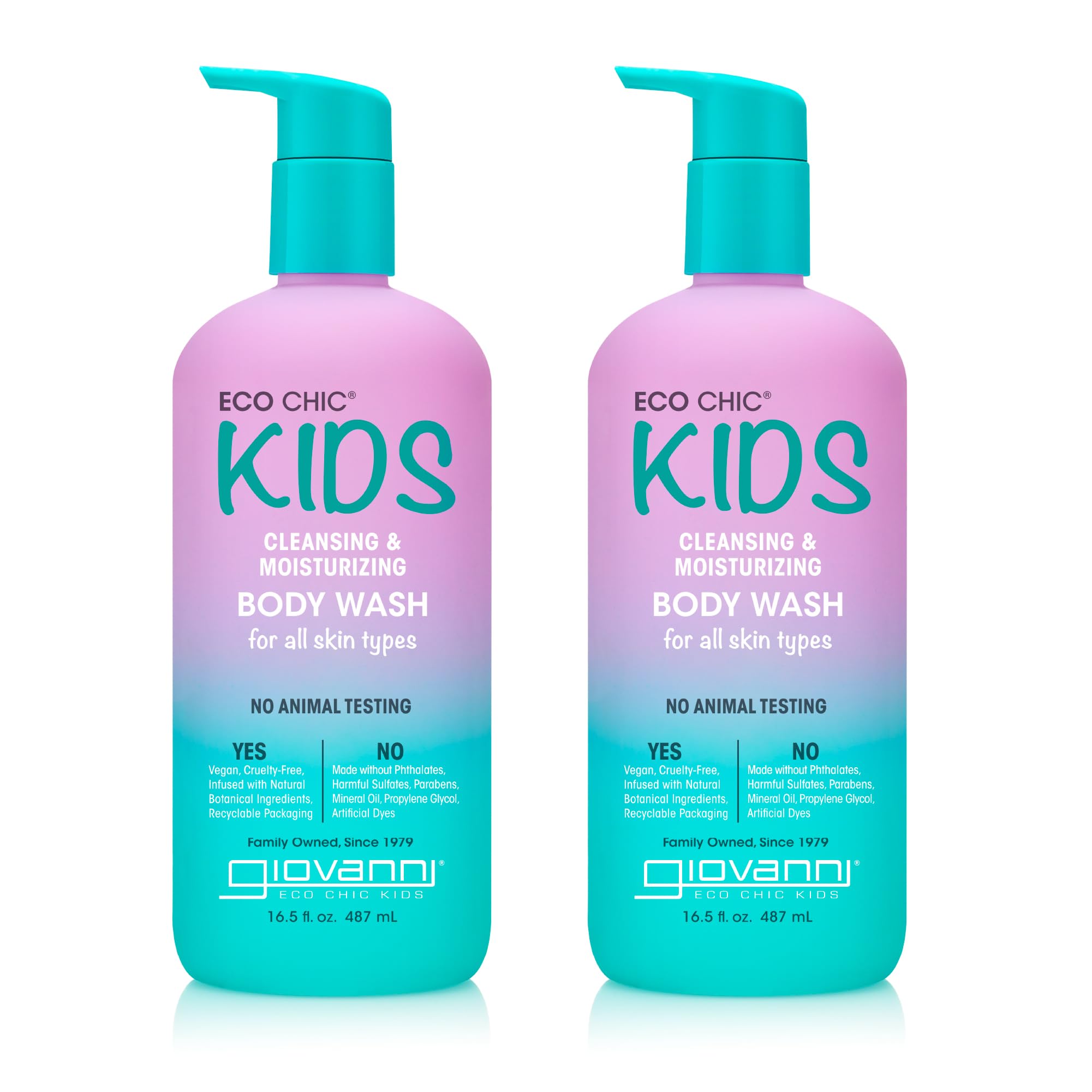 GIOVANNI Eco Chic Kids body wash bottle showcases gentle cleansing and hydration.