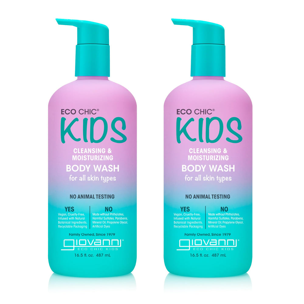 GIOVANNI Eco Chic Kids body wash bottle showcases gentle cleansing and hydration.