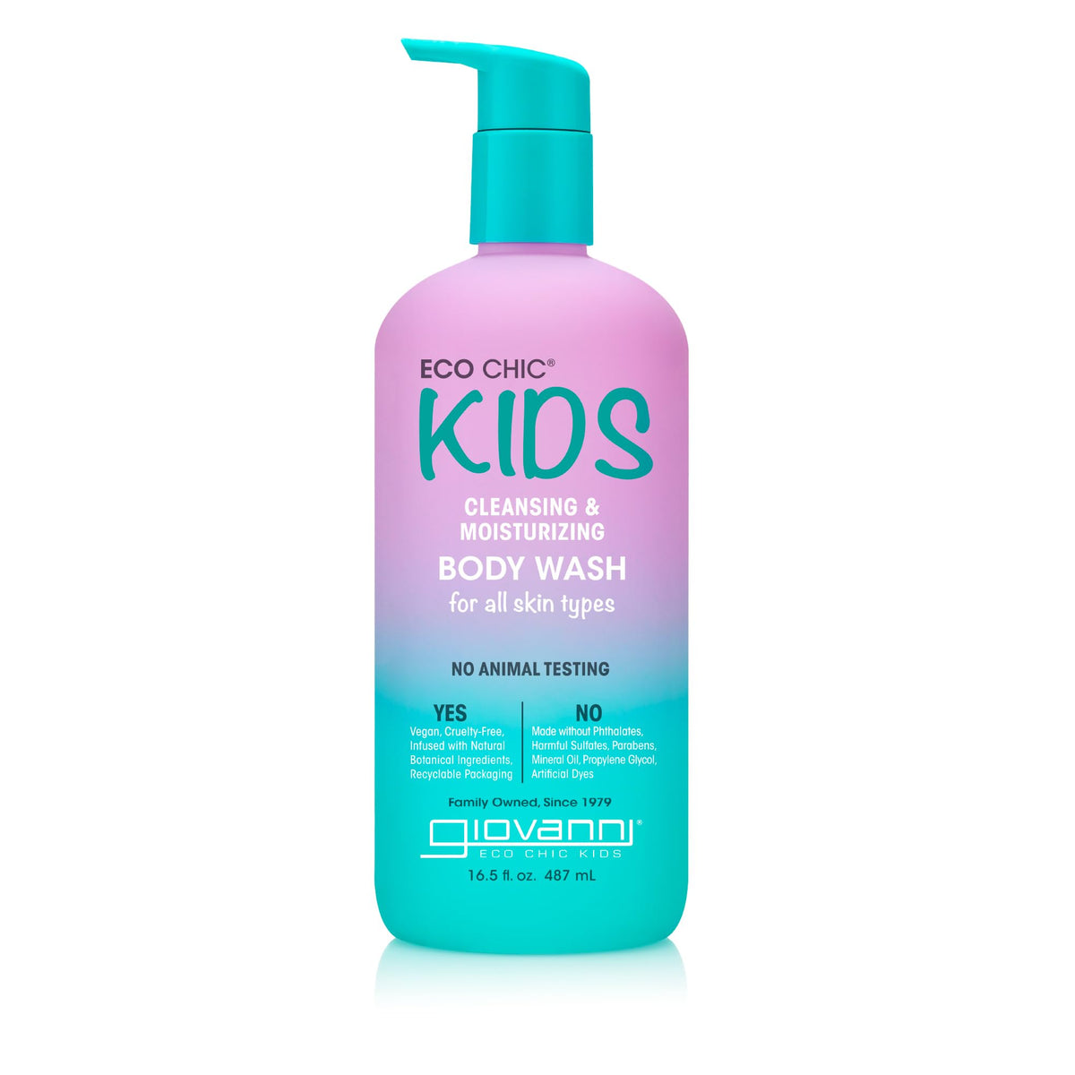 GIOVANNI Eco Chic Kids Body Wash bottle showing gentle cleansing for sensitive skin