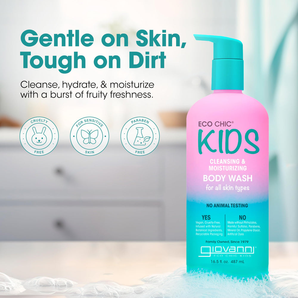 GIOVANNI Eco Chic Kids Body Wash with rich lather for a refreshing shower