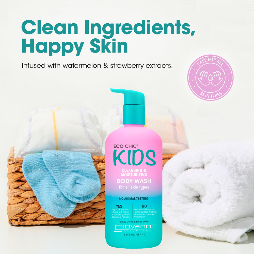 GIOVANNI Eco Chic Kids skin close-up shows soft, hydrated skin after rinse.
