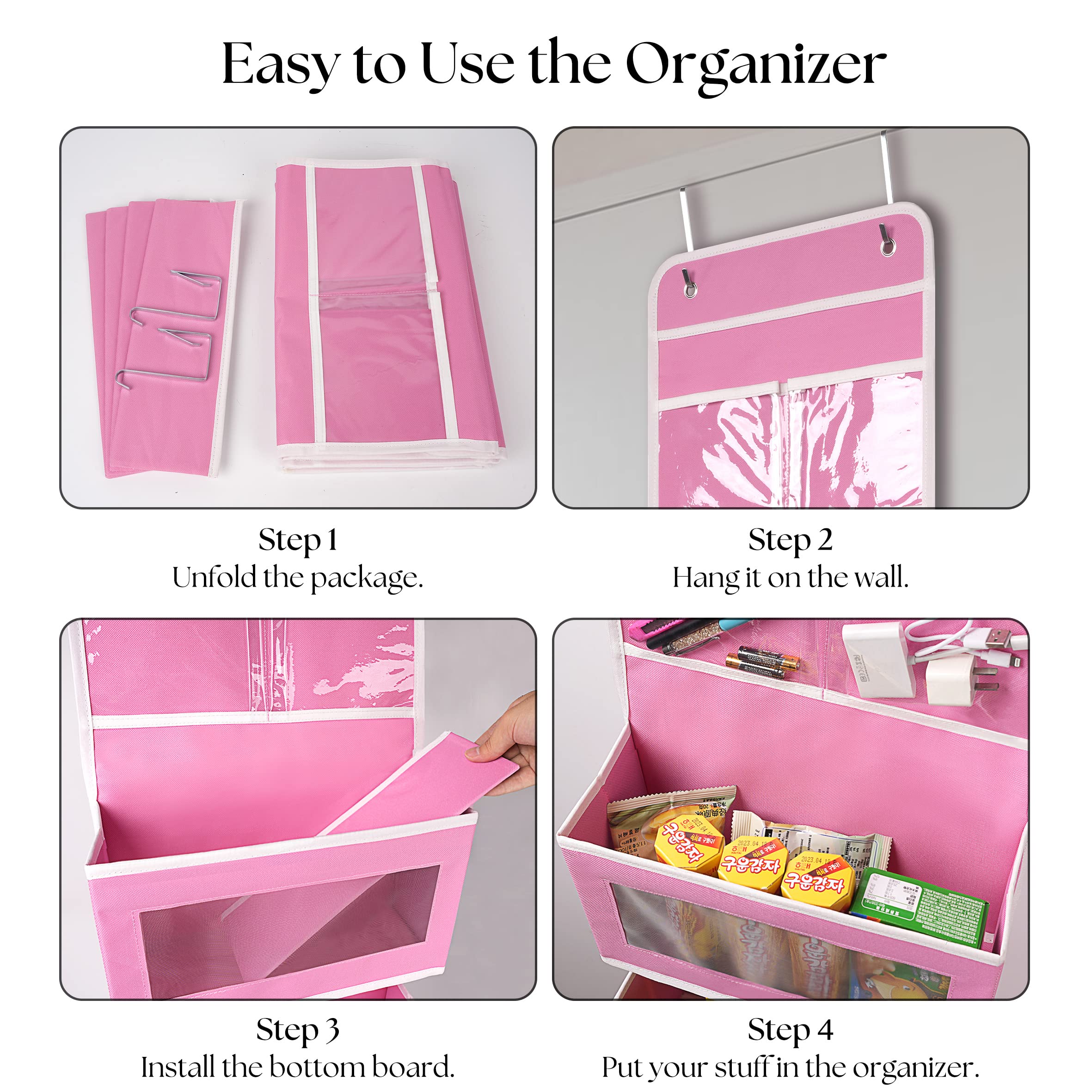 Giraffe Creation nursery cosmetics storage on door for easy access.