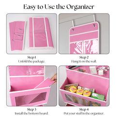 Giraffe Creation nursery cosmetics storage on door for easy access.
