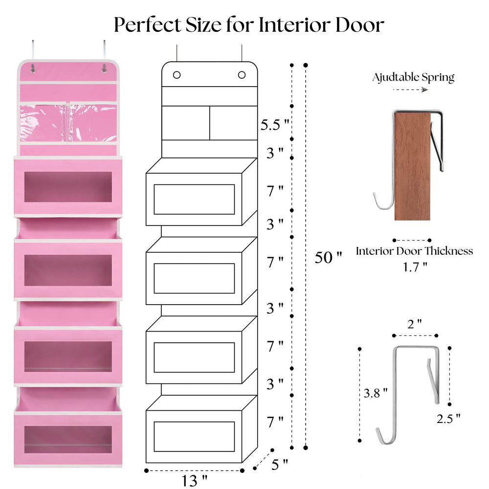 Giraffe Creation adjustable hook for tool-free door hanging.
