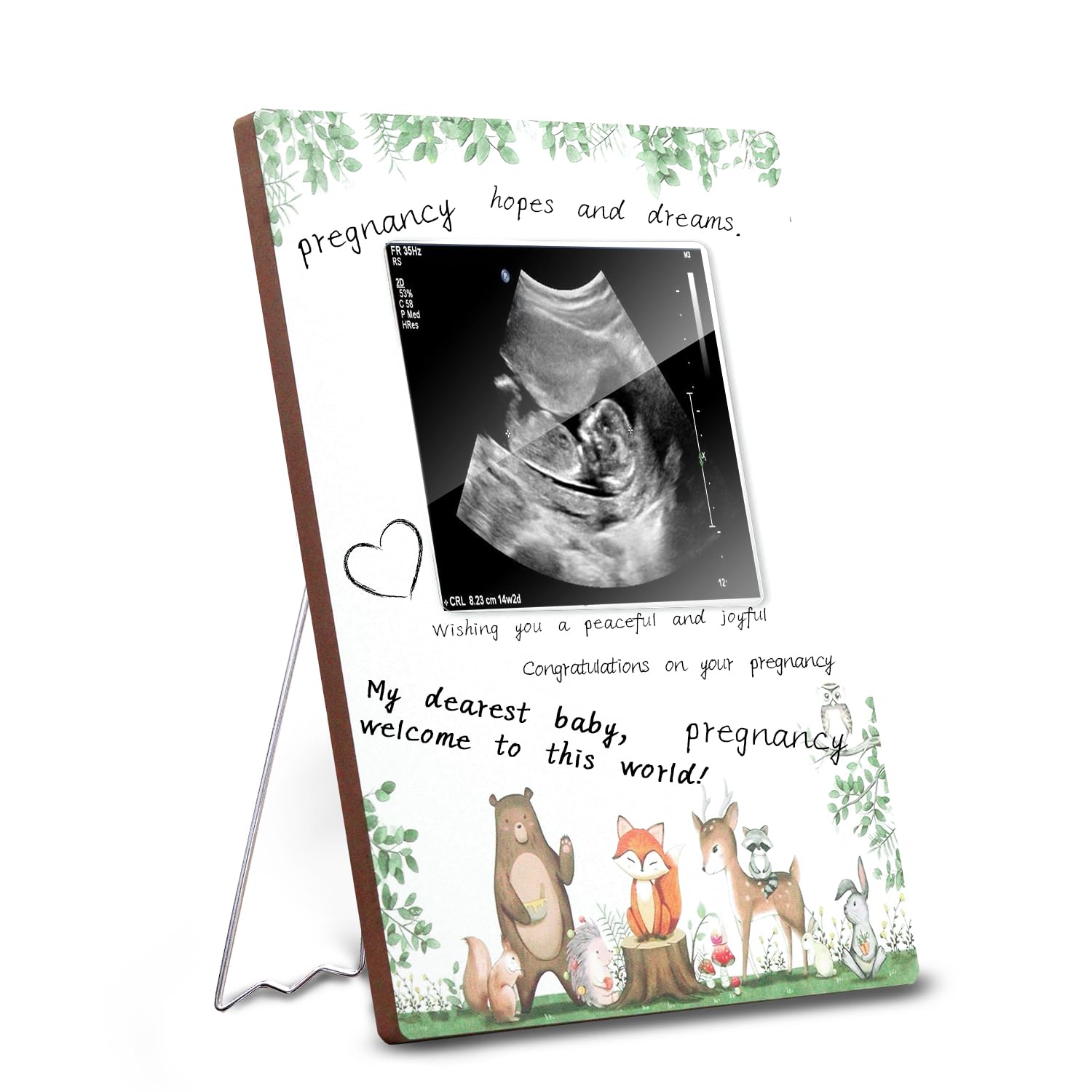 Girlbido Woodland Ultrasound Frame with rustic wood detail for keepsake display