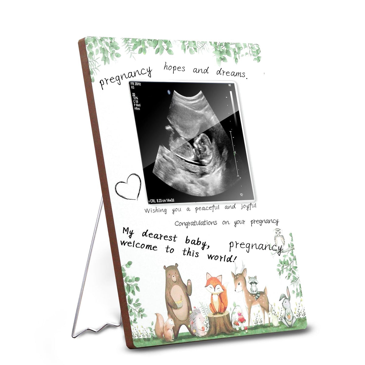Girlbido Woodland Ultrasound Frame with rustic wood detail for keepsake display
