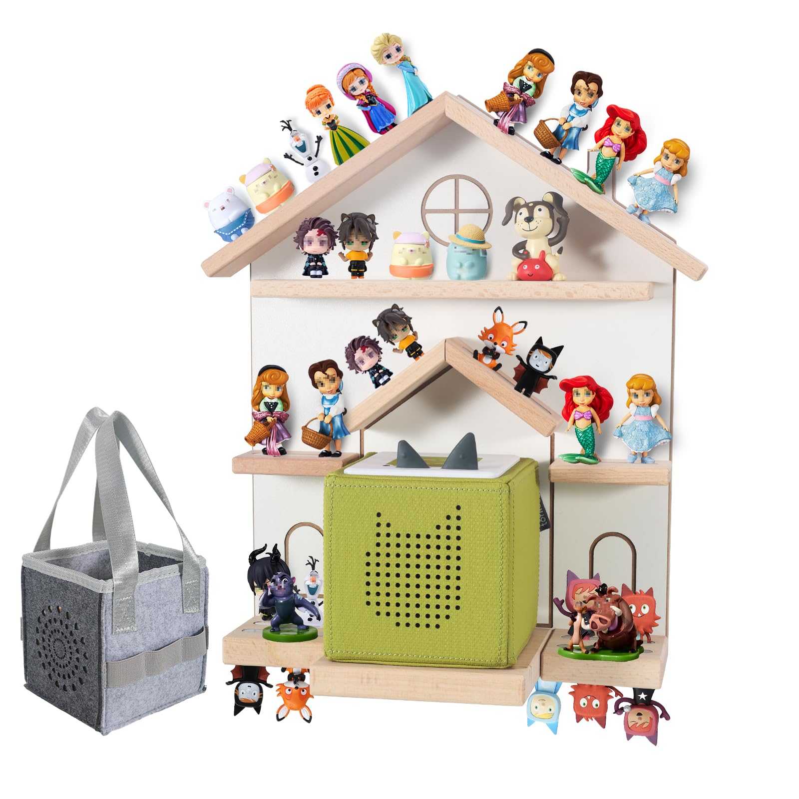 Givilio Tonie Shelf with a charming house design keeps Toniebox characters neatly displayed