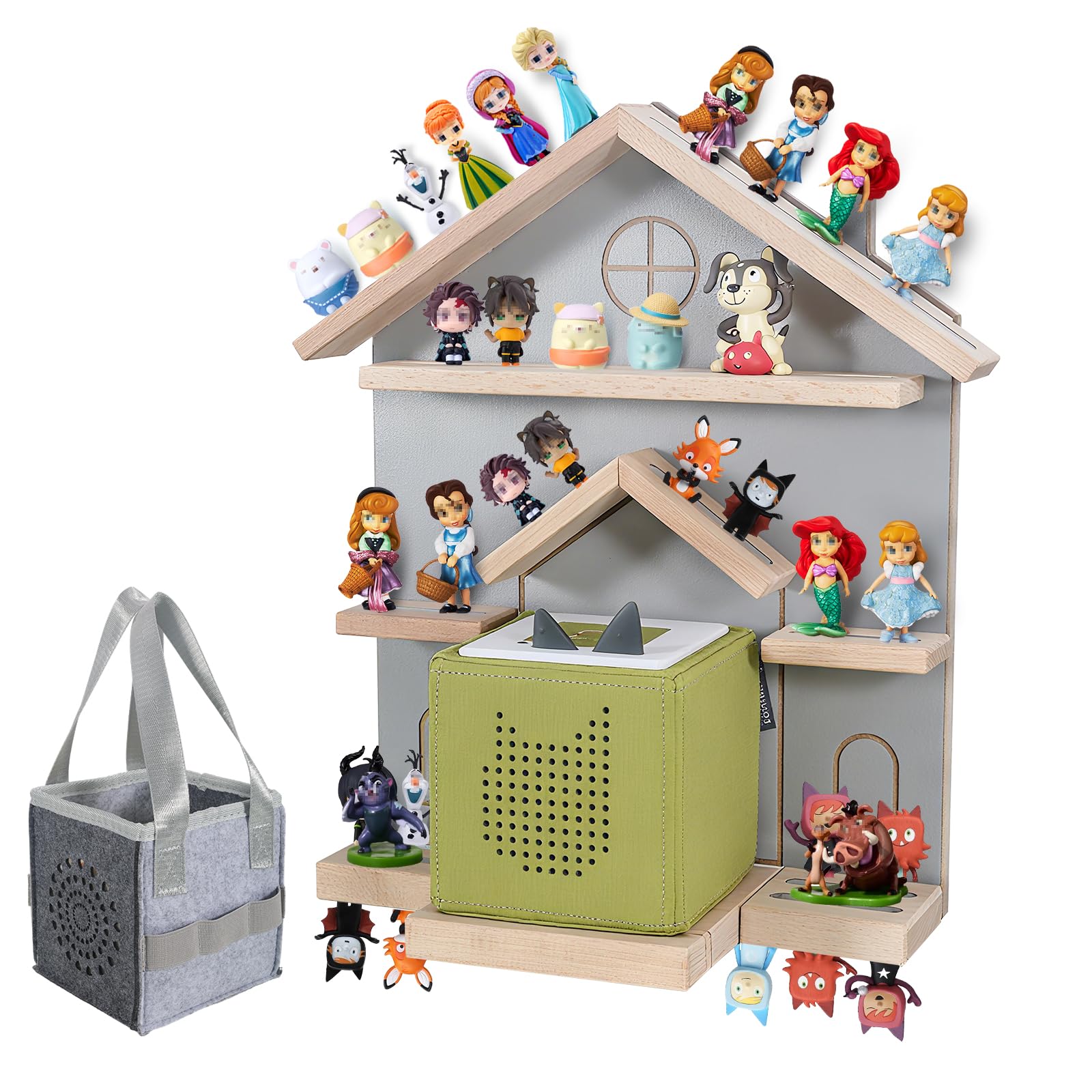 Givilio Tonie Shelf grey wall-mount keeps Toniebox accessories neatly organized with secure magnets.