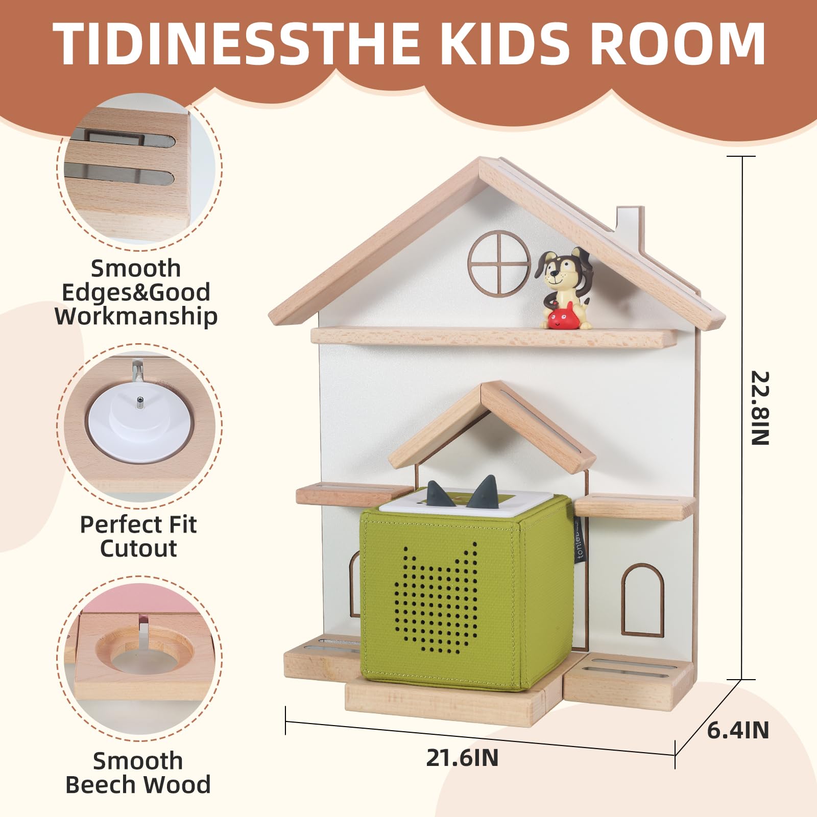 Givilio Tonie Shelf uses strong magnetic strips to hold figures without swinging.