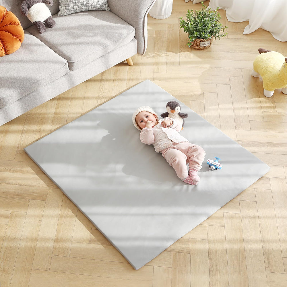 Givjoy baby play mat grey in playpen setup provides a defined play area