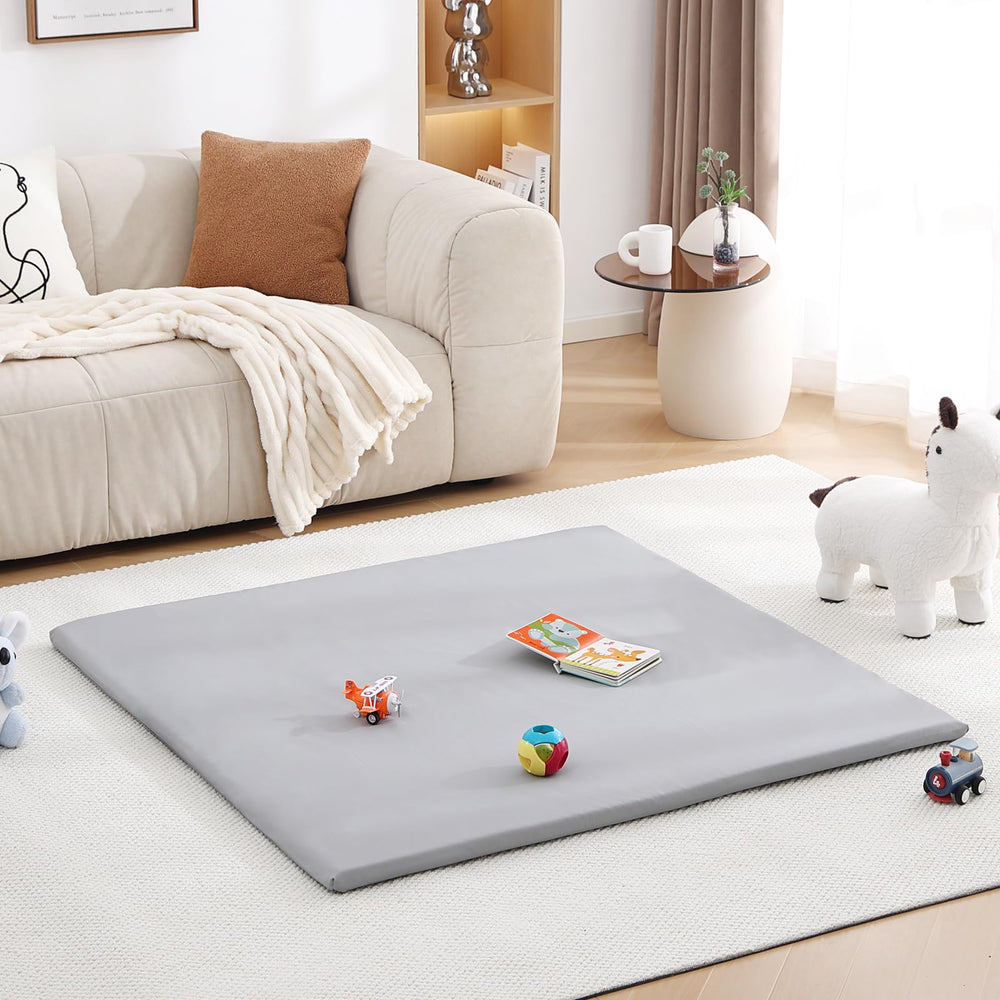 Givjoy baby play mat grey non-slip bottom supports secure play on floors