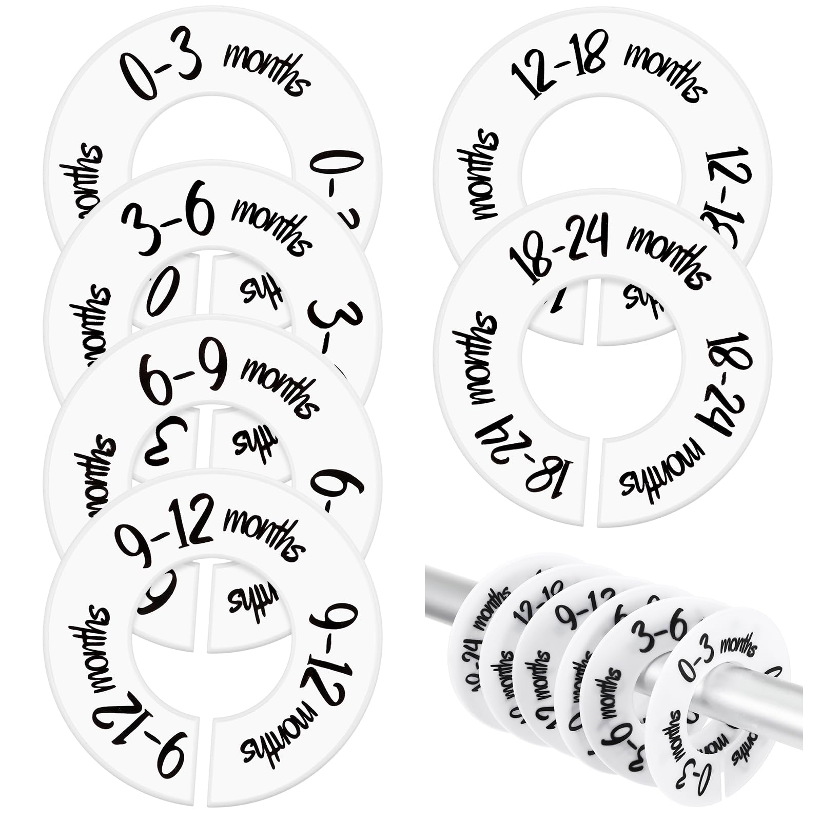 Gjinxi baby closet dividers show six sizes from newborn to toddler for quick outfit picks.