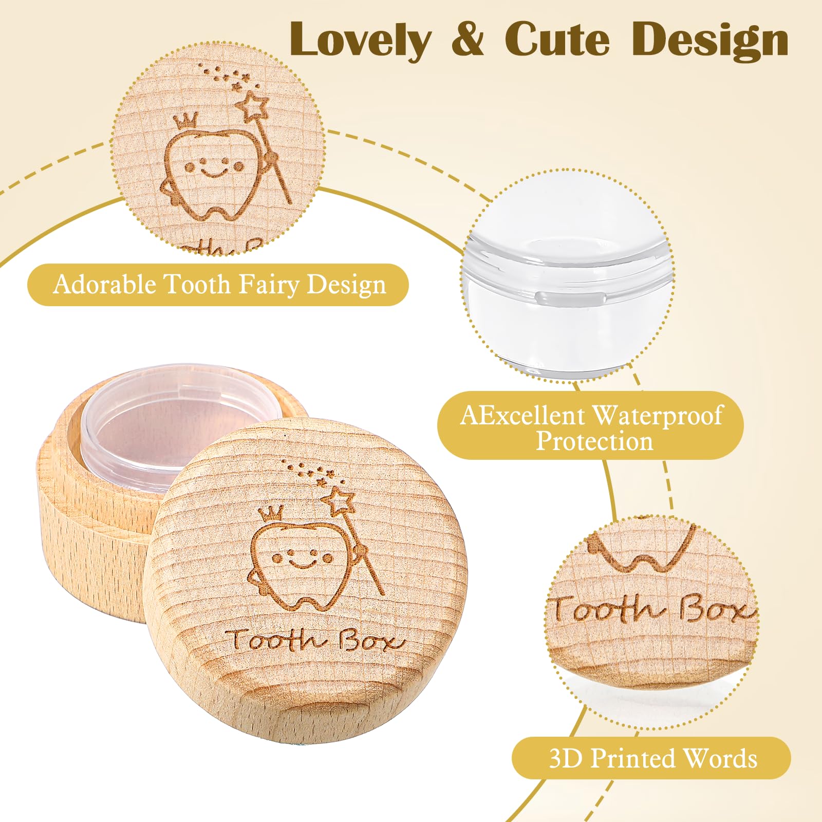 Gjinxi Tooth Fairy Box features a 3D carved fairy holder for magical appeal