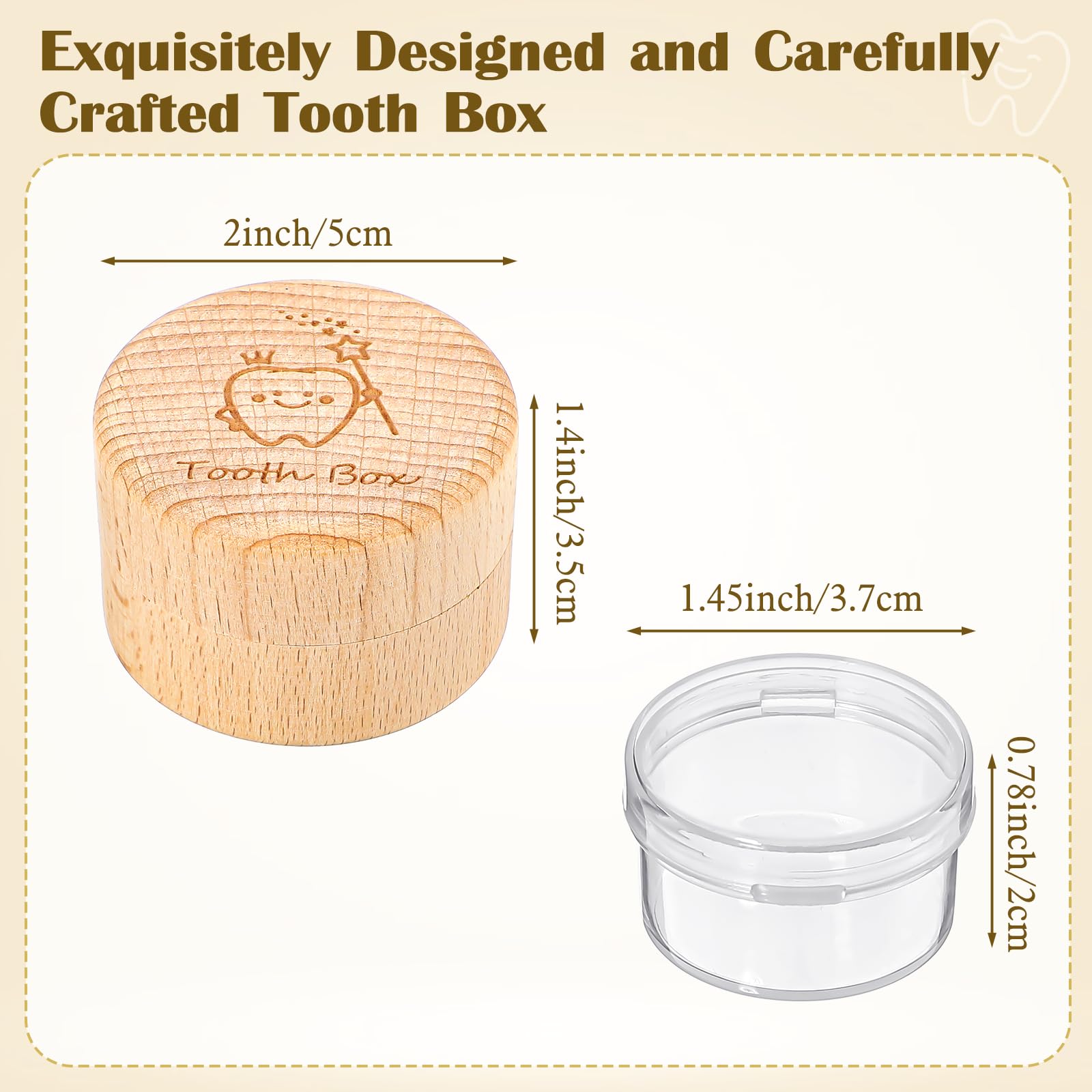 Gjinxi Tooth Fairy Box shows a transparent acrylic bottle for easy viewing of teeth