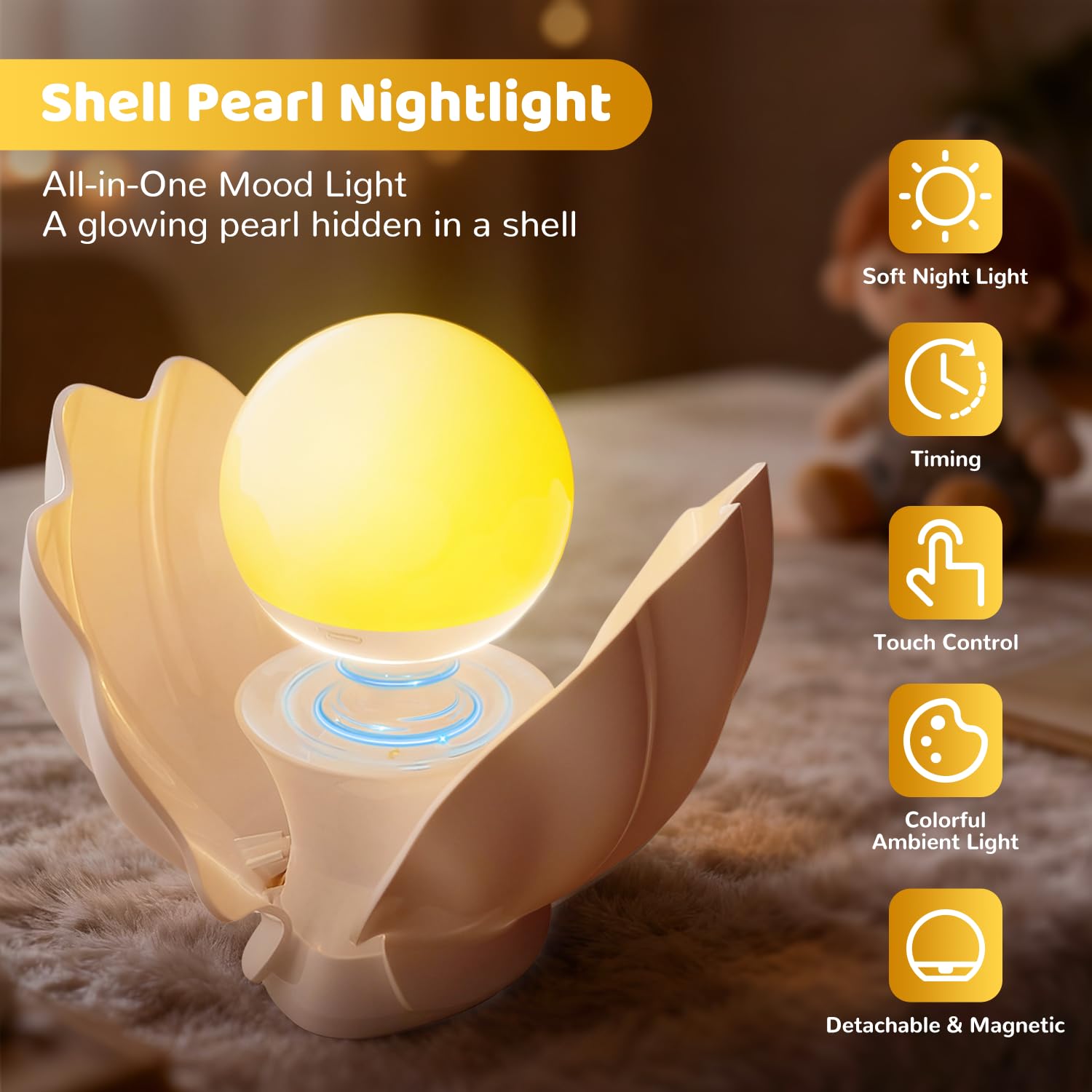 GLACIER GIFT Pearl detaches for portable glow during late feed or storytime.