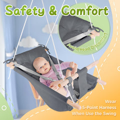 Gladswing baby swing 5-point harness keeps infants secure during swinging