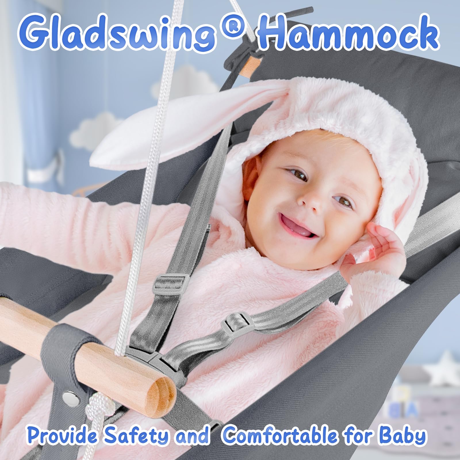 Gladswing baby swing indoor outdoor setup demonstrates versatile mounting options
