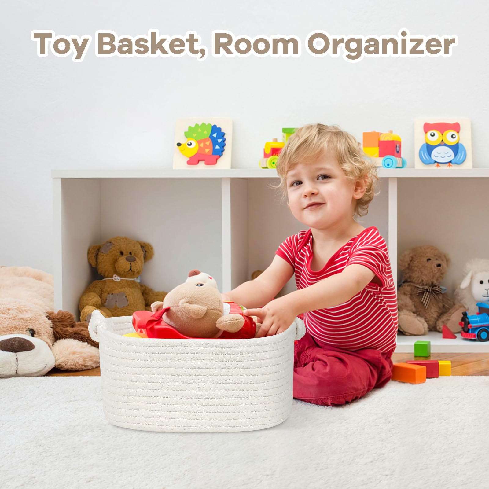 GLCON small rope basket cat toy organizer fits small toys.