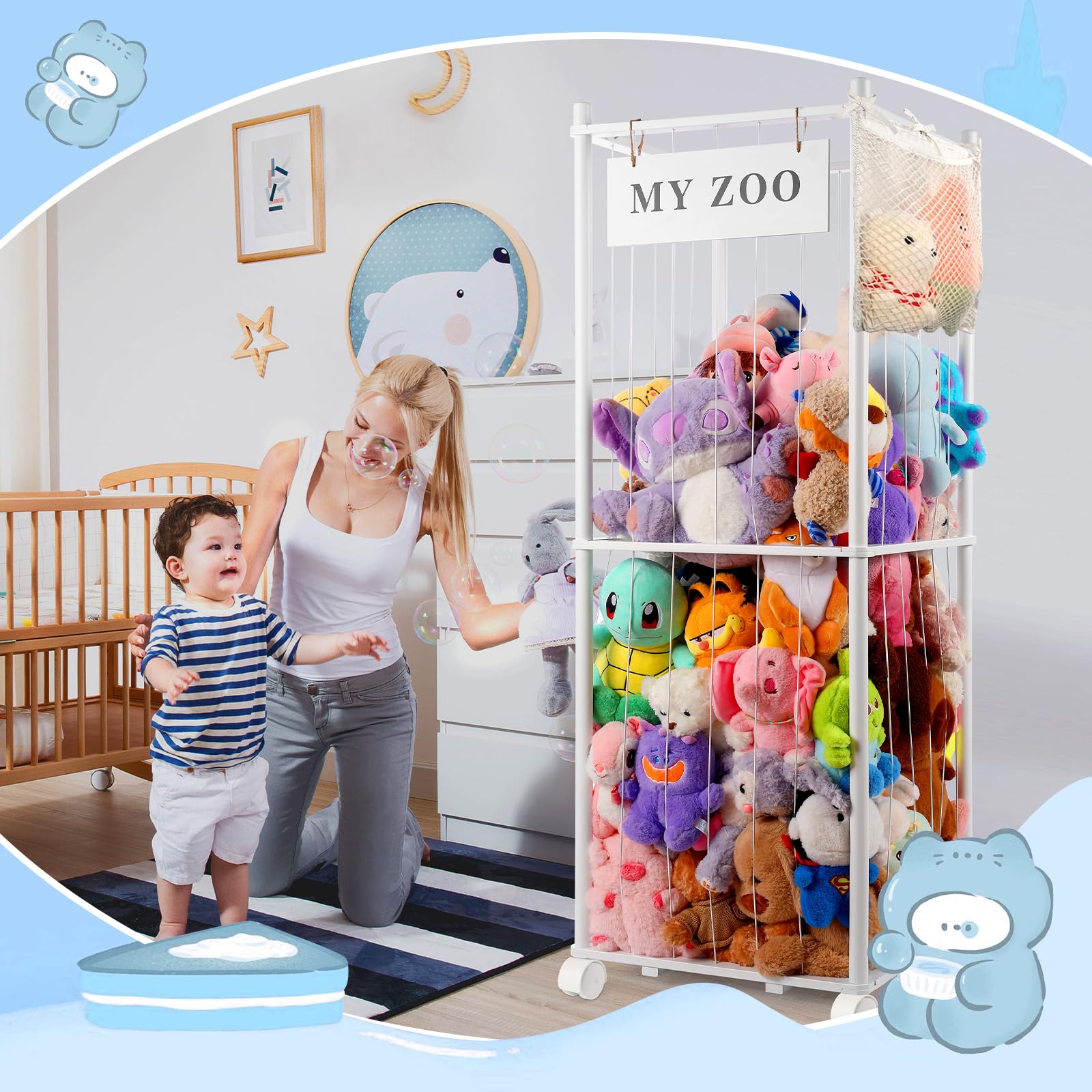 GLDZI stuffed animal storage zoo assembly-friendly design highlights quick setup.