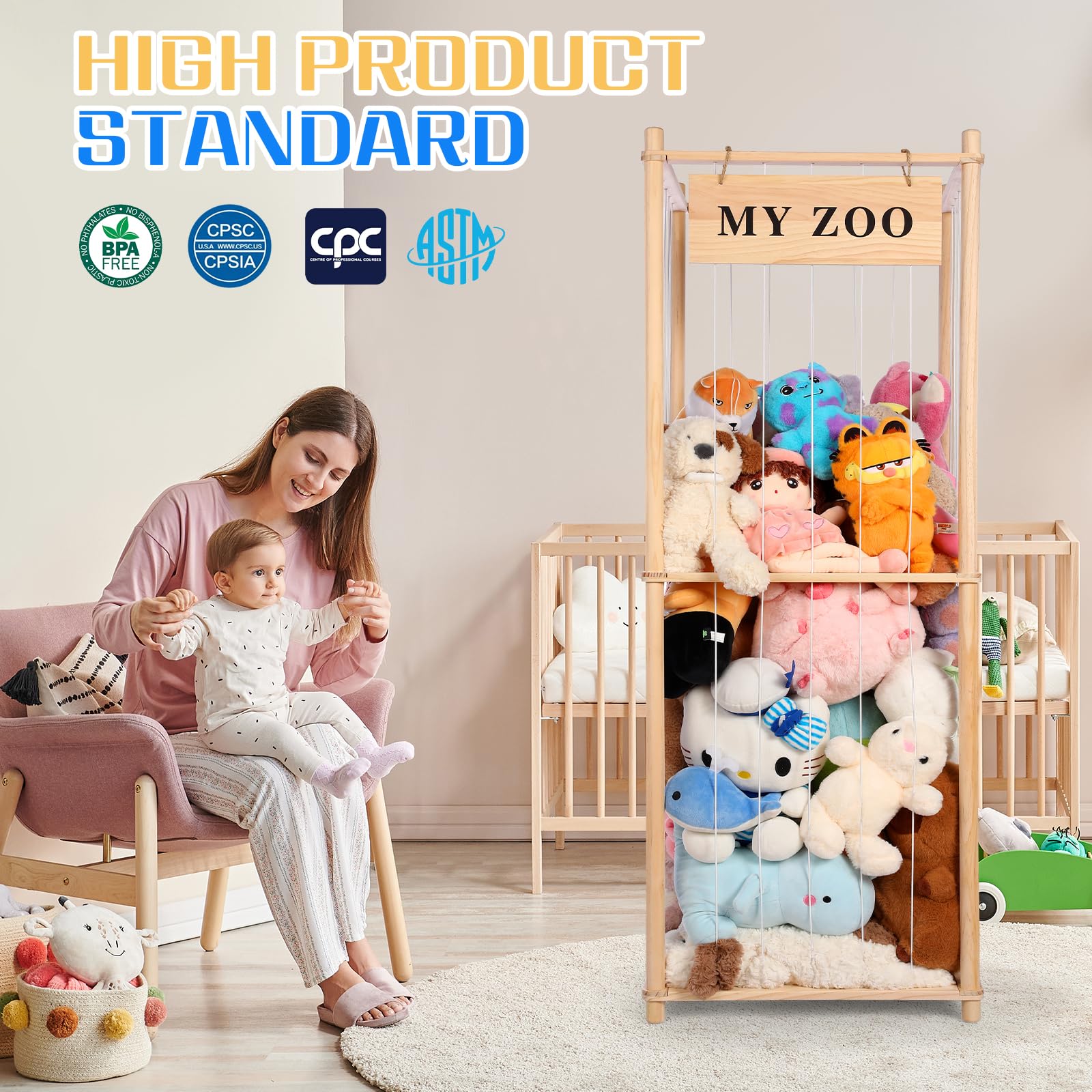 GLDZI Stuffed Animal Storage Zoo open-wire design keeps toys visible and reachable.