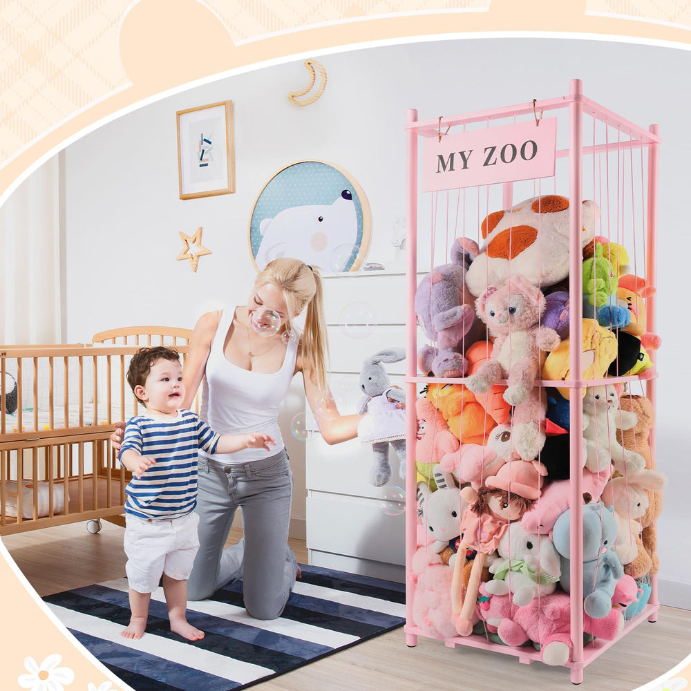 GLDZI Stuffed Animal Storage Zoo pink large rust-resistant finish for long-lasting use