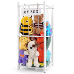 GLDZI Stuffed Animal Storage Zoo vertical shelves keep plush toys neatly organized.