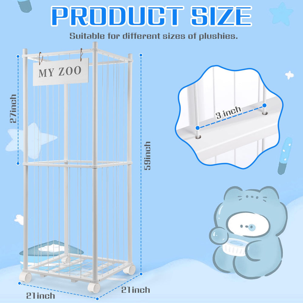 GLDZI stuffed animal storage zoo wheel detail highlights smooth caster movement.