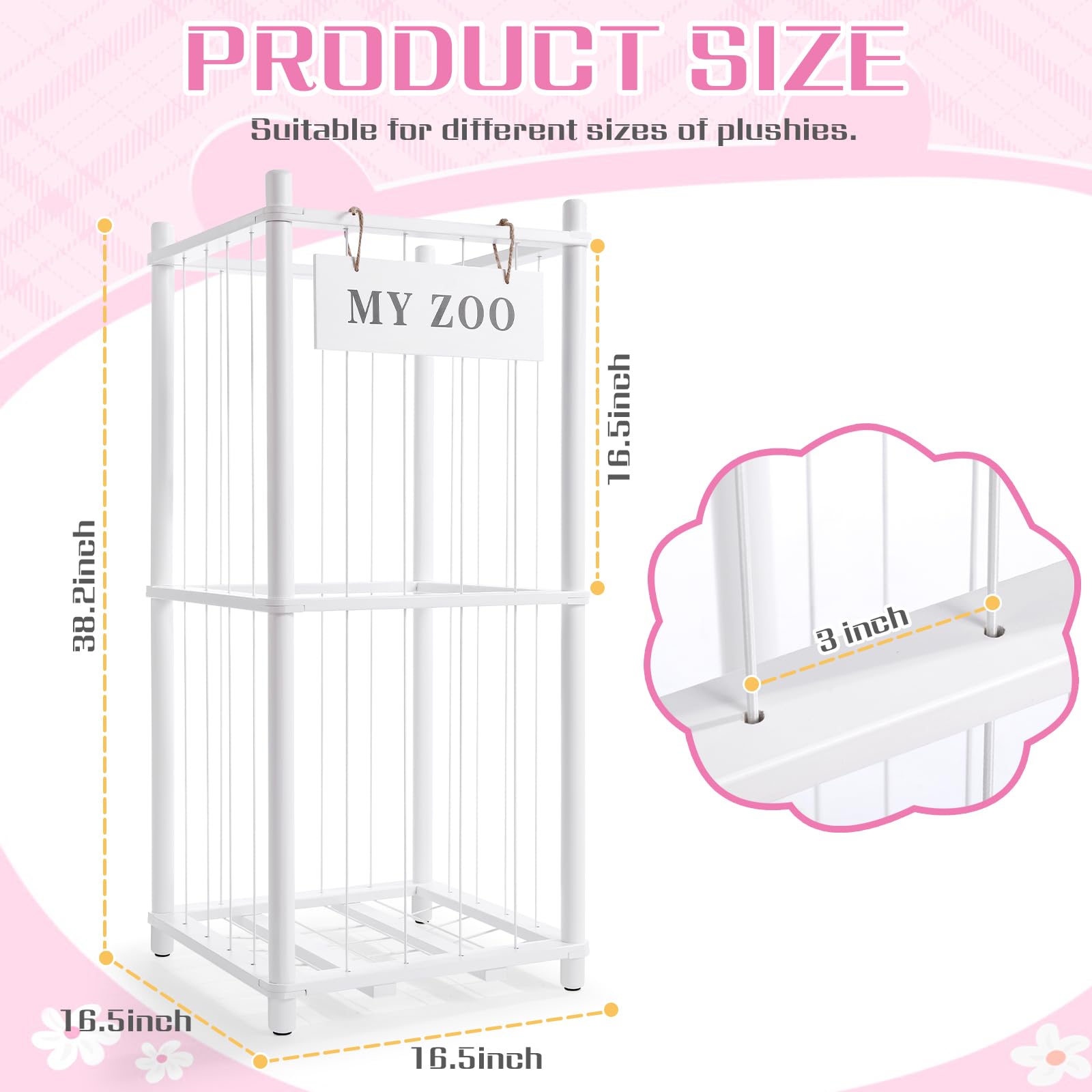 GLDZI wooden stuffed animal organizer with reinforced frame for stable storage.