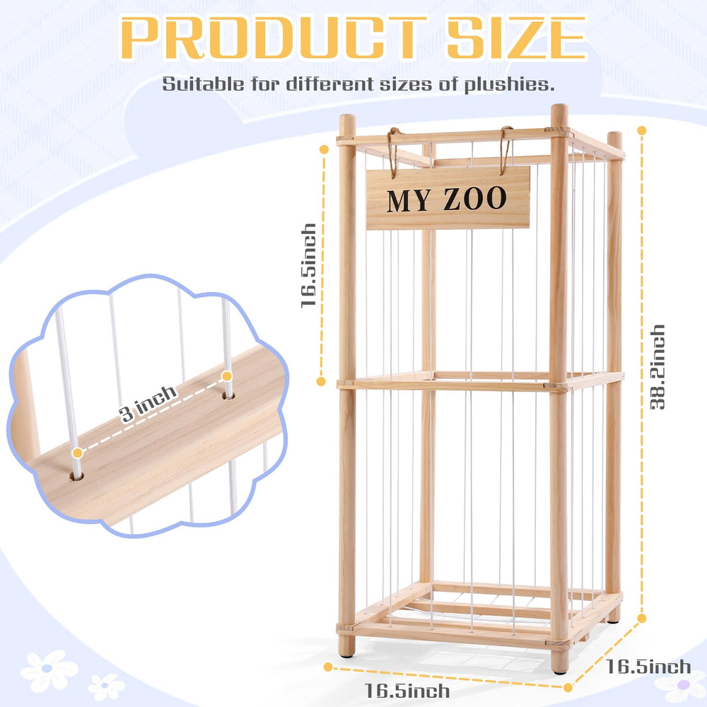 GLDZI wooden stuffed animal organizer frame provides durable storage