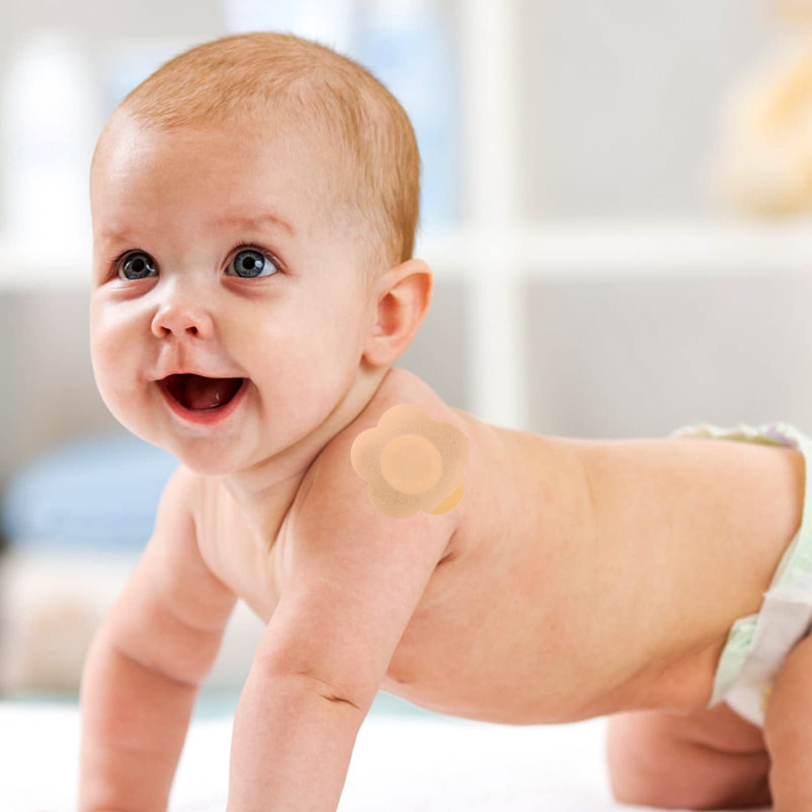 GLEAVI belly button patch demonstrates easy application for quick changes.