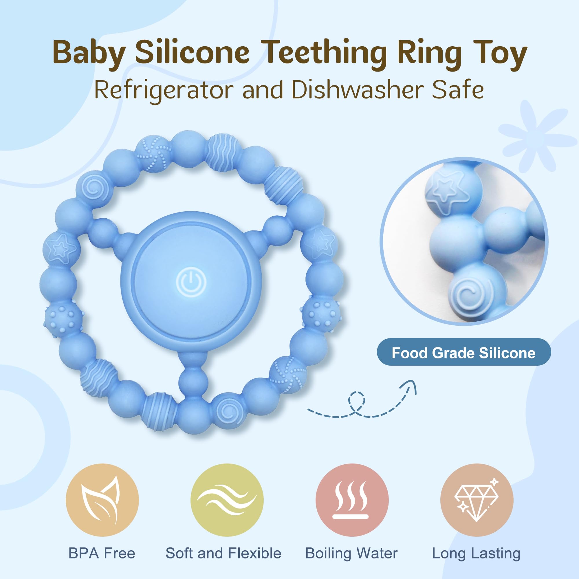 GLEEHAPY baby teething use blue supports gentle relief during early teething stages.
